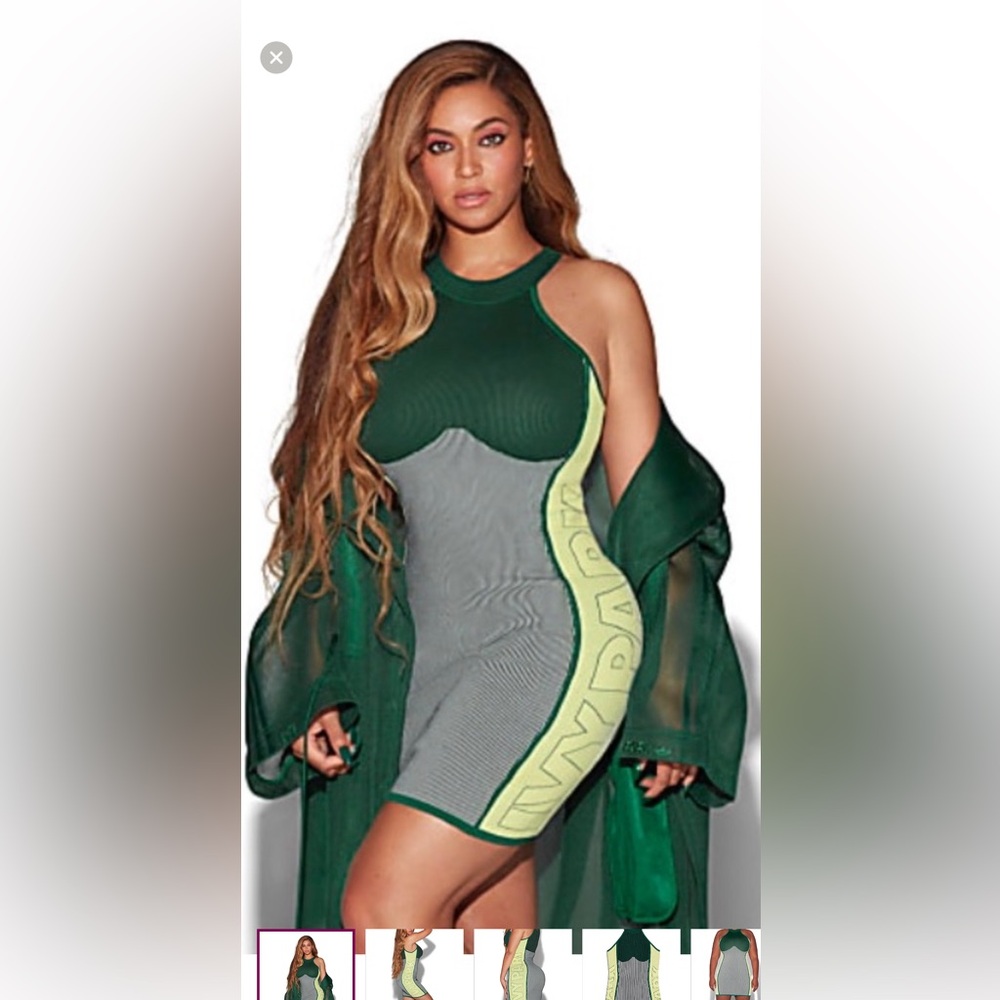 Ivy Park x Adidas Beyoncé Green and Yellow Knit Dress, GUC. XL.